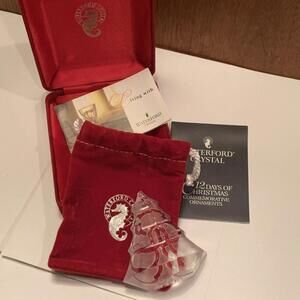 Waterford Crystal Tree 5 Golden Rings 1999 Christmas Ornament NIB